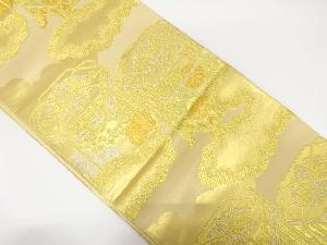 アンティーク　雲に貝桶模様織り出し袋帯（着用可）